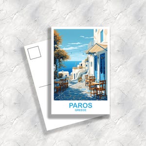 Paros Greece Travel Postcard Art, Paros Postcard Greece Travel Postcard Europe Travel Postcard Paros Travel Art | T2EU_GRPA1_P