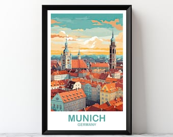 Munich Germany Travel Art, Printable Munich Wall Art, Germany Wall Art, Digital Munich Travel Art, Travel Art, Travel Wall Art | DT2EU_GEMU1
