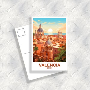 Valencia Spain Travel Postcard Art, Spain Travel Postcard, Barcelona Wall Art Postcard, Spain Travel Art Postcard | T2EU_SPVA1_P