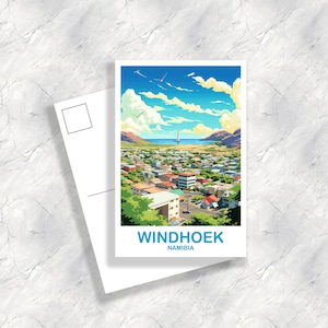 Windhoek Namibia Travel Postcard Art, Windhoek Skyline Namibia Art Postcard Travel Art Africa Postcard Art South Africa Art | T2AF_NAWI1_P
