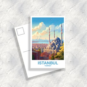 Cartes postales de voyage à Istanbul, Turquie, Cartes postales d'art Turquie, Cartes postales de voyage Turquie sur les toits de la ville | T2EU_TUS1_P