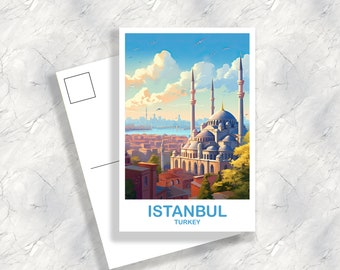 Cartes postales de voyage à Istanbul, Turquie, Cartes postales d'art Turquie, Cartes postales de voyage Turquie sur les toits de la ville | T2EU_TUS1_P