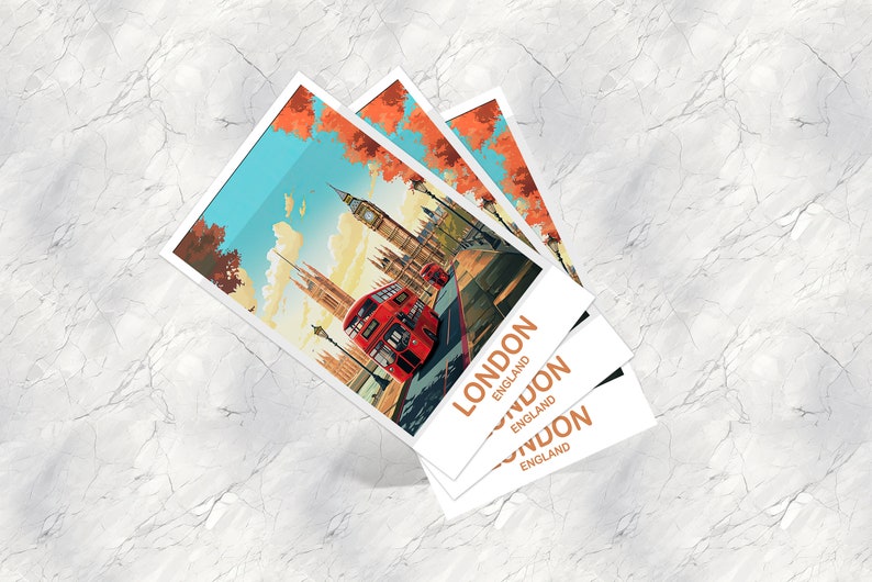 Art de carte postale de voyage de Londres, Art de voyage de Londres, Carte postale dAngleterre, Art de carte postale de voyage de Big Ben, Art de voyage dAngleterre T2EU_ENLO2_P image 3