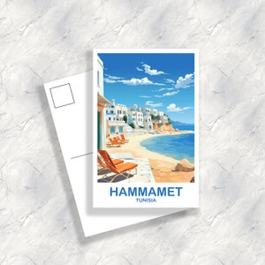 Hammamet Túnez Viaje Postal Arte, Postal Hammamet, Postal de Túnez, Postal de Viaje, Postal de África, Arte de Viaje / T2AF_TUHA1_P