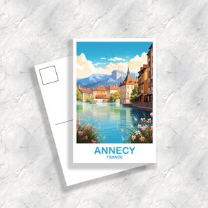 Annecy France Travel Postcard, Annecy Postcard, Annecy France Art Print, France Postcard, City Skyline Sunset | T2EU_FRAN1_P