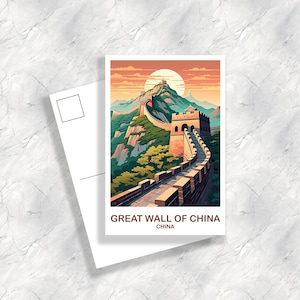 Great Wall of China Travel Postcard, China Postcard Travel Card Landscape Travel Postcard Asia Travel Postcard | T2AS_CHGWC1_P