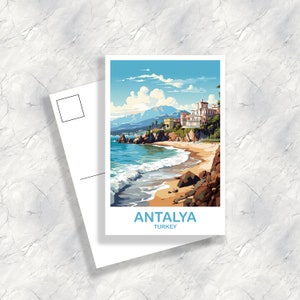 Arte de postal de viaje de Antalya, Arte de postal de Turquía de Antalya, Postal de arte de Turquía, Horizonte de la ciudad, Arte de postal de viaje de Turquía / T2EU_TUAN1_P