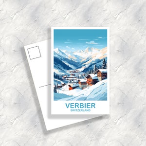 Verbier Travel Postcard Art, Verbier Switzerland Postcard Art, Switzerland Art Postcard, Travel Postcard | T2EU_SWVE1_P