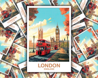 London Travel Art Sticker, London Travel Art, England Sticker, Big Ben Travel Sticker Art, England Travel Sticker Art | T2EU_ENLO2_S