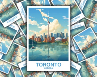 Toronto Travel Sticker Decal, Ontario Travel Sticker, Toronto Sticker, City Skyline Art Sticker, Toronto Sunset Sticker | T2NA_ONTO3_S