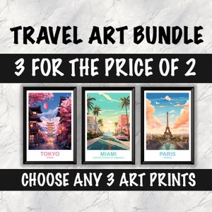 3 impressões de arte de viagem personalizadas Conjunto de três artes de viagem para parede da cidade Arte de parede personalizada para viagem Escolha qualquer local | TRAVEL_DPB3