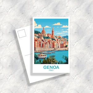 Carte postale de voyage en Italie Gênes, Carte postale de voyage en Italie, Art de carte postale de voyage en Gênes, Voyage en Italie, Carte postale de voyage en Europe | T2EU_ITGE1_P
