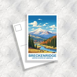 Art de carte postale de voyage à Breckenridge dans le Colorado, Carte postale de voyage dans le Colorado, Carte postale de voyage à Breckenridge aux États-Unis, Carte postale de voyage | T2NA_COBR1_P
