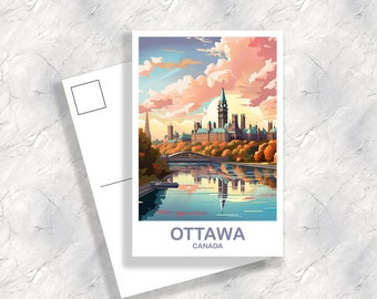 Ottawa Travel Postcard, Ontario Travel Art, Ottawa Art Postcard, City Skyline Wall Art, Canadian Parliament Hill | T2NA_ONOT2_P