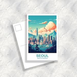 Seoul Korea Reisepostkarte, Seoul Skyline, Korea Kunst Postkarte, Seoul Reisepostkarte, Reisepostkarte, Seoul Postkarte | T2AS_SKSE1_P