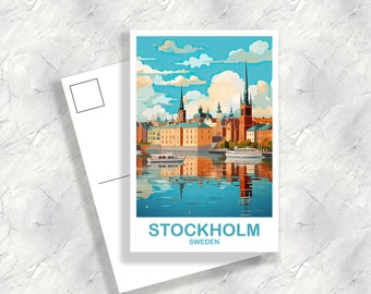 Art de carte postale de Stockholm Suède, Carte postale de Stockholm, Carte postale de Suède, Art de Stockholm Suède, Carte postale de voyage | T2EU_SWEST1_P