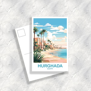 Hurghada Egypt Travel Postcard Art, Egypt Skyline, Hurghada Egypt Art Postcar, Travel Art, Africa Postcard Art | T2AF_EGHU1_P
