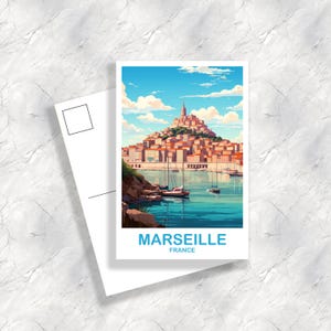 Marseille France Travel Postcard, Marseille Postcard, Marseille Travel Art, France Postcard, France Travel, Europe Postcard | T2EU_FRMA1_P
