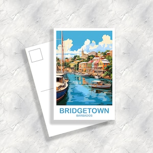 Bridgetown Barbados Travel Postcard, Bridgetown Travel Postcard, Barbados Postcard, Travel Art, Bridgetown Travel Art | T2NA_BABR1_P