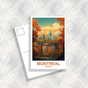 Carte postale de voyage à Montréal, carte postale d'art de voyage au Québec, carte postale d'art de Montréal, art d'horizon de la ville, carte postale de voyage au Canada | T2NA_QUMO1_P