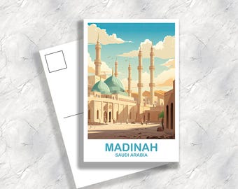 Madinah Saudi Arabia Travel Art Postcard | Travel Memory Gift Souvenir | T2AS_SAMA1_P