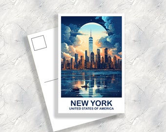 New York Travel Postcard, Manhattan Skyline Postcard, Big Apple Postcard, Bright and Vibrant Postcard, Travel Postcard | T2NA_NYNY2_P