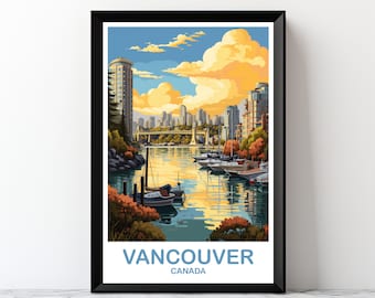 Impresión de viaje a Vancouver, BC, arte mural de Columbia Británica, arte digital de viaje a Vancouver, arte mural imprimible de viaje a Vancouver / DT2NA_BCVA4