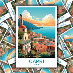 Capri Italy Travel Sticker, Italy Travel Sticker Capri Travel Sticker Art Italy Sticker Europe Sticker Europe Travel Decal | T2EU_ITCA1_S