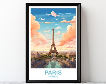 Digitales Paris Reisekunst, Paris Skyline, Paris Wandkunst, druckbares Paris Frankreich Poster, Eiffelturm Wandkunst, druckbare Kunst | DT2EU_FRPA1