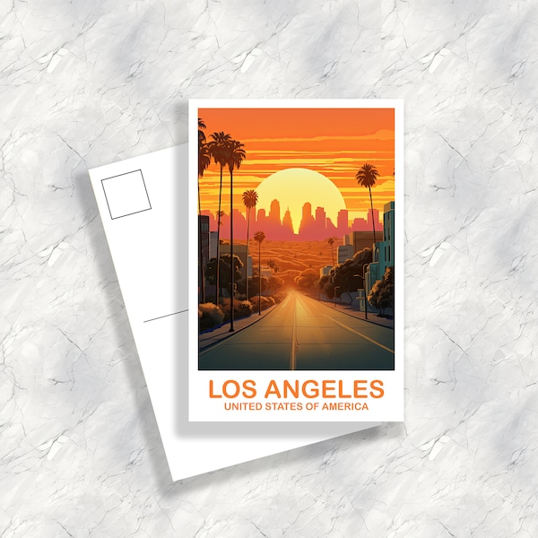 Los Angeles Travel Postcard, California Travel Postcard, Los Angeles Art Poster, City Skyline Postcard, Travel Postcard | T2NA_CALA1_P