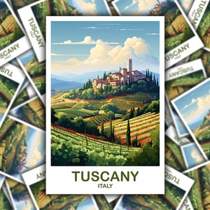 Tuscany Travel Sticker Art, Italy Travel Art, Tuscany Italy Sticker, Tuscany Wall Art, Italy Travel Sticker, Travel Sticker | T2EU_ITTU1_S