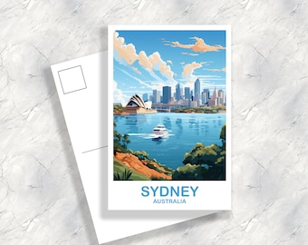 Sydney Travel Postcard Art, Australia Travel Art, Sydney Wall Art Postcard, City Skyline Wall Art, New South Wales | T2AU_NSWSY1_P