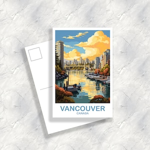 Vancouver BC Travel Postcard, British Columbia Art Postcard , Vancover Travel Postcard, Travel Art, Vancouver Travel Art | T2NA_BCVA4_P