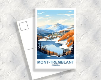 Mont-Tremblant Travel Postcard, Quebec Travel Art Postcard, Mont-Tremblant Art Postcard, Canada Travel Postcard | T2NA_QUMT1_P