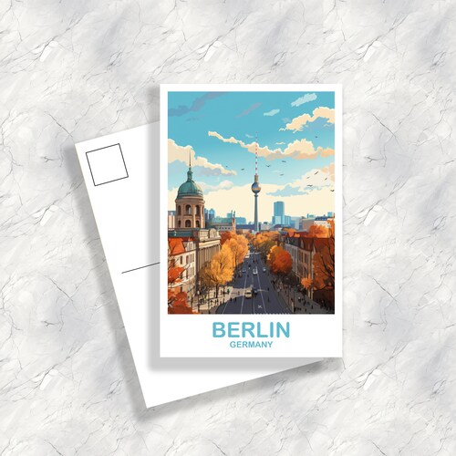 Cartolina di viaggio di Berlino Germania, arte di cartolina di viaggio di Berlino, arte di cartolina di Germania, arte di viaggio di Berlino, cartolina di viaggio, / T2EU_GEBE1_P