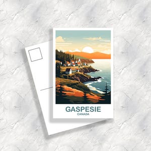 Gaspesie Quebec Travel Postcard, Quebec Travel Art Postcard Gaspesie Postcard Canada Travel Postcard Quebec Postcard | T2NA_QUGA1_P