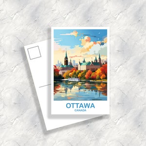 Ottawa Travel Postcard, Ontario Travel Art, Ottawa Art Postcard, City Skyline Wall Art, Canadian Parliament Hill | T2NA_ONOT1_P