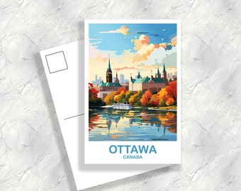 Ottawa Travel Postcard, Ontario Travel Art, Ottawa Art Postcard, City Skyline Wall Art, Canadian Parliament Hill | T2NA_ONOT1_P