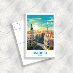 Arte da parete di viaggio a Madrid, arte di viaggio in Spagna, poster d'arte da parete di Madrid, poster d'arte di viaggio in Spagna, arte da parete con skyline della città al tramonto / T2EU_SPMA1_P