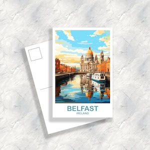 Carte postale de voyage en Irlande à Belfast, Carte postale de voyage en Irlande, Carte postale d'art de Belfast, Art de voyage à Belfast, Carte postale de voyage | T2EU_IRBE1_P