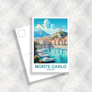 Carte postale de voyage Monte-Carlo à Monaco, carte postale de Monaco, impression d'art de Monte-Carlo, carte postale de Monaco, carte postale d'Europe | T2EU_MONMC1_P