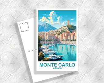 Carte postale de voyage Monte-Carlo à Monaco, carte postale de Monaco, impression d'art de Monte-Carlo, carte postale de Monaco, carte postale d'Europe | T2EU_MONMC1_P