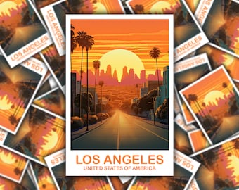 Pegatina de viaje de Los Ángeles, pegatina de viaje de California, Los Ángeles, arte del horizonte de la ciudad, pegatina de California, pegatina de viaje / T2NA_CALA1_S