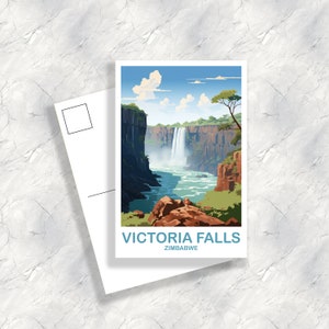 Victoria Falls Zimbabwe Postcard Art, Victoria Falls Travel Postcard, Africa Travel Postcard, Zimbabwe Postcard | T2AF_ZIVF1_P