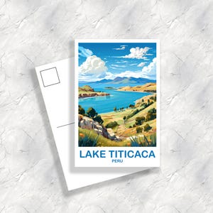 Lake Titicaca Peru Travel Postcard, Peru Travel Postcard, Lake Titicaca Postcard, Travel Art, South America Travel Art | T2SA_PELT1_P