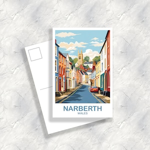 Narberth Wales Travel Postcard Art, Narberth Travel Art, Wales Postcard, Wales Travel Postcard Art, Narberth Travel Art | T2EU_WANA1_P