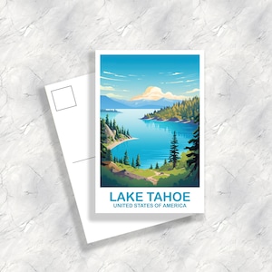 Lake Tahoe Travel Postcard, California Travel Postcard, Lake Tahoe Art Poster, Nature Postcard, Travel Postcard | T2NA_CALT1_P