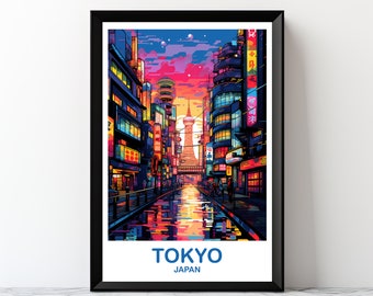 Digitale reiskunst Tokio, skyline van Tokio, muurkunstposter Japan, kunst aan de muur skyline stad, digitale afdrukbare reiskunst, kunst aan de muur | DT2AS_JATO3