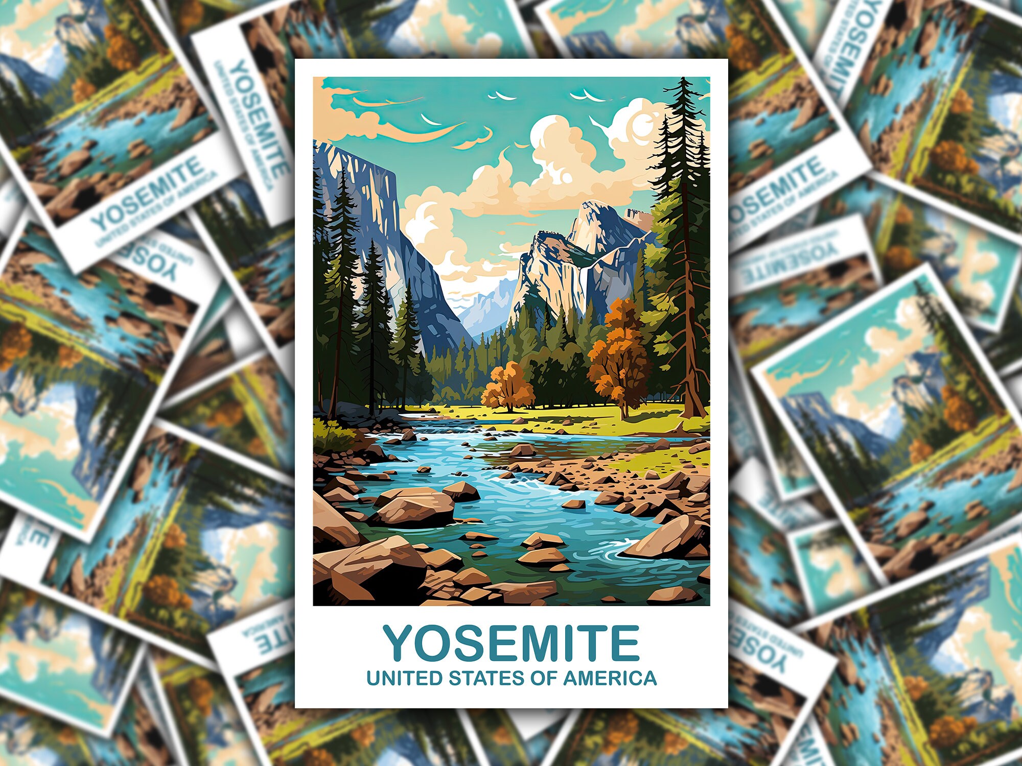 Yosemite USA Adesivi In Vinile 10 Cm: 2 Pezzi Di Adesivi Lucidi, Progettati E Stampati Nel Regno Unito, Per Laptop, Auto, Frigorifero, Moto E Superfici Lisce