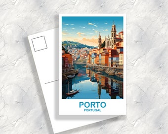 Art de carte postale de voyage à Porto, Art de voyage au Portugal, Carte postale d'art de Porto, Art de voyage en Europe, Art de carte postale de voyage | T2EU_POPO1_P
